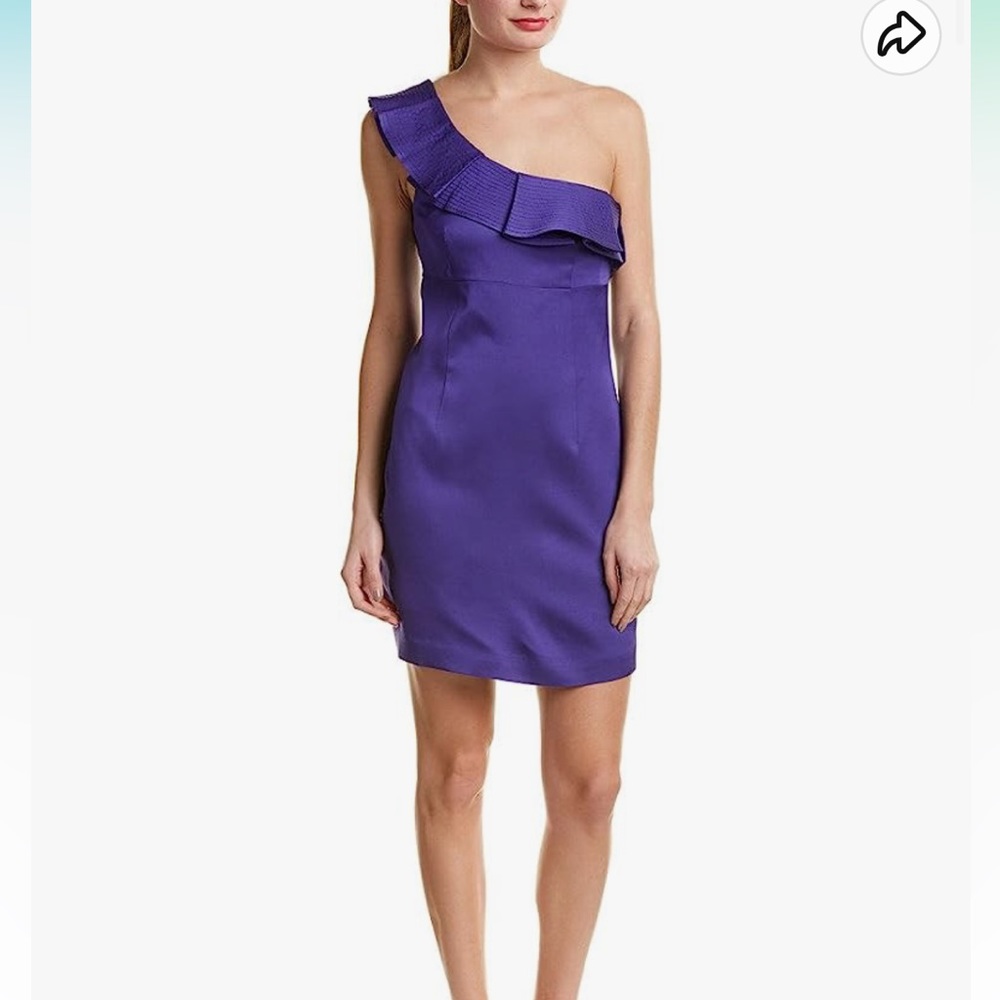 Trina Turk purple one shoulder ruffled dress